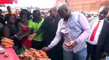 Gov Fayose taking a walk in Enugu yesterday,  with Gov Ifeanyi Ugwuanyi