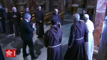 During his Saturday visit to San Giovanni Rotondo in southern Italy, Pope Francis prayed at the tomb of Padre Pio, whose remains and relics are housed in the Ch