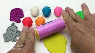 Learn Colors with Play Doh Strawberry Pororo the Little Penguin Molds Kinetic Sand Fun for Kids