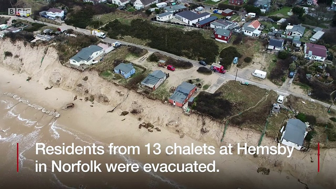 The homes in Hemsby are 'teetering' on the cliff edge