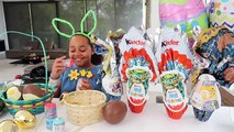 EASTER EGG HUNT! Maxi Kinder Surprise Eggs - Giant Golden Eggs - Shopkins - Peppa Pig Toys
