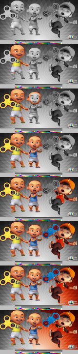 Learn Coloring Upin ipin vs Boboiboy Play Fidget Spinner | Learn Colors for kids and toodlers