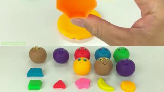 Fun Learning Shapes and Colors with Play Doh Smiley Faces Balls for Kids