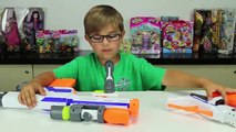 NERF Retaliator Toy Gun & Modulus Review   KID NERF WAR PLAY w/ RADIOJH AUDREY