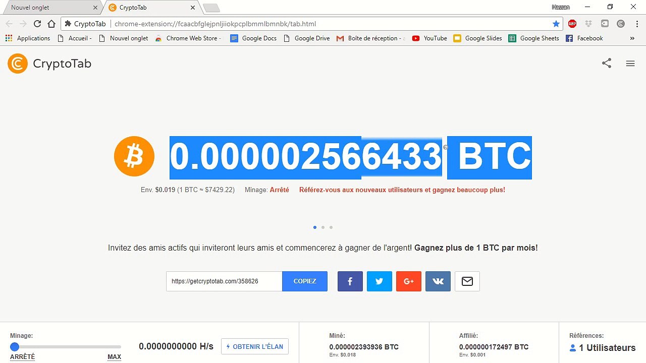 Crypto Tab  bitcoins  GRATUIT!!!