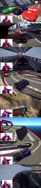 Disney Сars 3 (2017) Jackson Storm VS Lightning McQueen & Nigel Gearsley Real Life w/ Spiderman