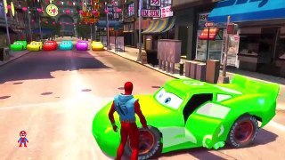 Spiderman Rainbow Multi Colors McQueen Cars with Children Nursery Rhyme with Action SHS