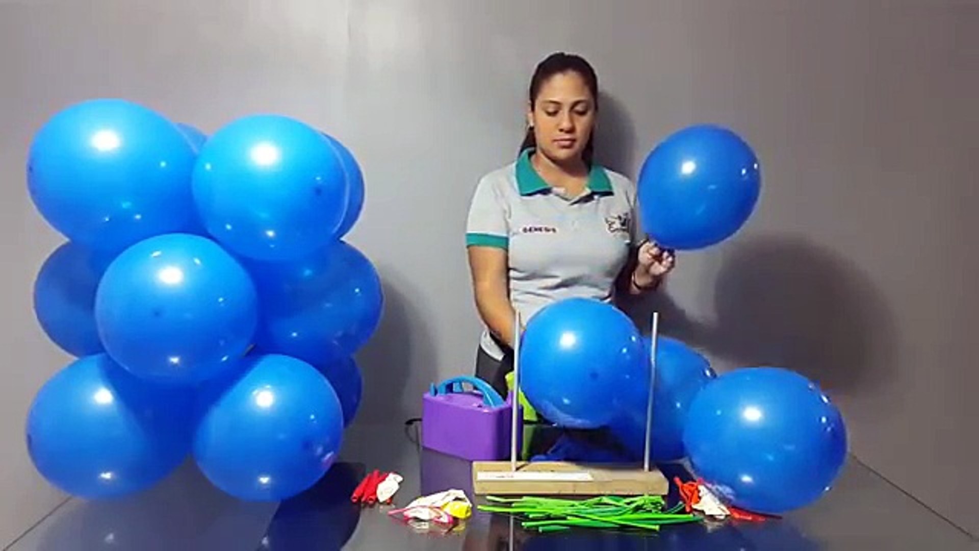 como hacer una decoracion marina con globos paso a paso / COLUMNA DE GLOBOS  - video Dailymotion