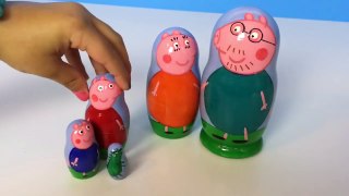 NEW Peppa Pig Nesting Toys Matryoshka Wooden Dolls Surprises FINGER FAMILY Song