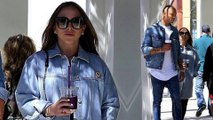 Chloe Green sports an oversized denim shirt on stroll with 'Hot Felon' beau Jeremy Meeks... amid claims she wants to 'get pregnant right away'.