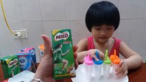 DIY Ice Cream Stick How to make ice cream English Sub - Gia Linh làm kem que bằng sữa