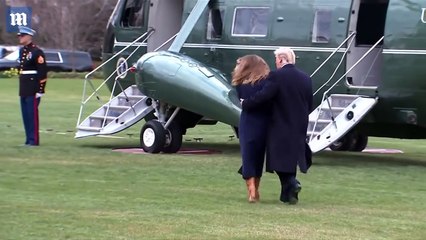 President Trump catches First Lady Melania as she stumbles - Daily Mail