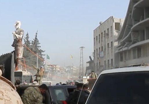Turkish-Backed Syrian Militias Prepare to Topple Kurdish Statue in Afrin