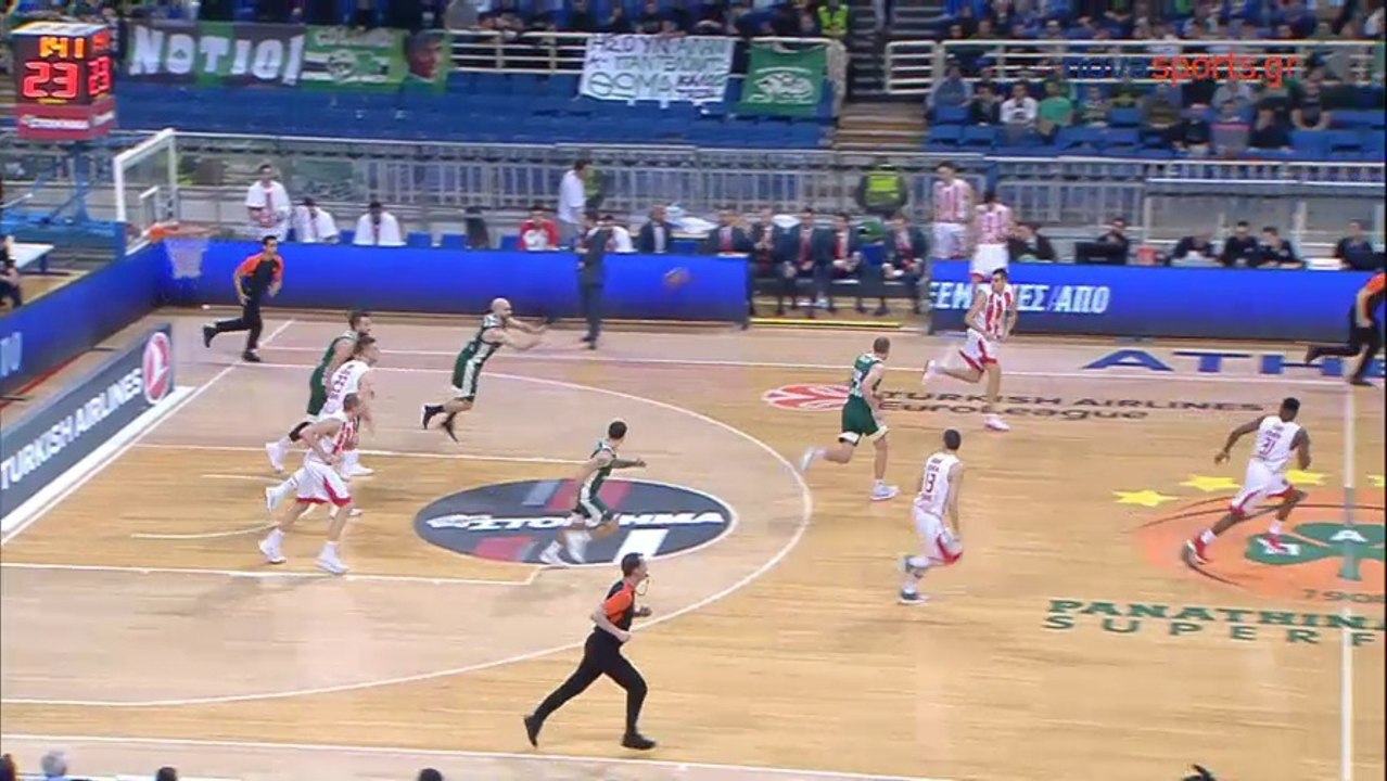 Φοβερή Coast-to-Coast Ασίστ του Νικ Καλάθη και κάρφωμα του Κρίς Σίνγκλετον - Παναθηναϊκός vs Ερυθρός Αστέρας -  20.03.2018