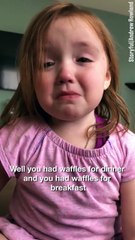 This little girl just can't stop thinking about waffles 