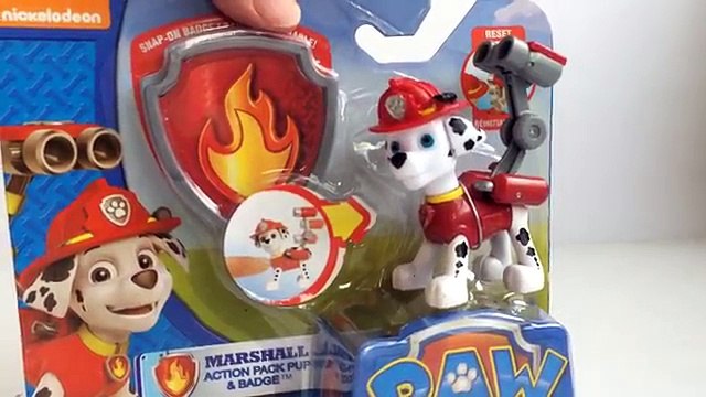 6 Paw Patrol Action Pack Pups and Badges Marshall Chase Rubble Rocky Zuma Skye Nickelodeon Unboxing