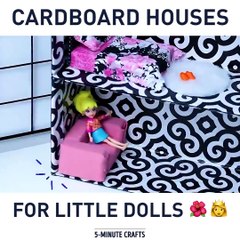 Beautiful DIY kids house made from cardboard.￼ via Jessika Taynara Diy, instagram.com/JessikaTaynaraYT