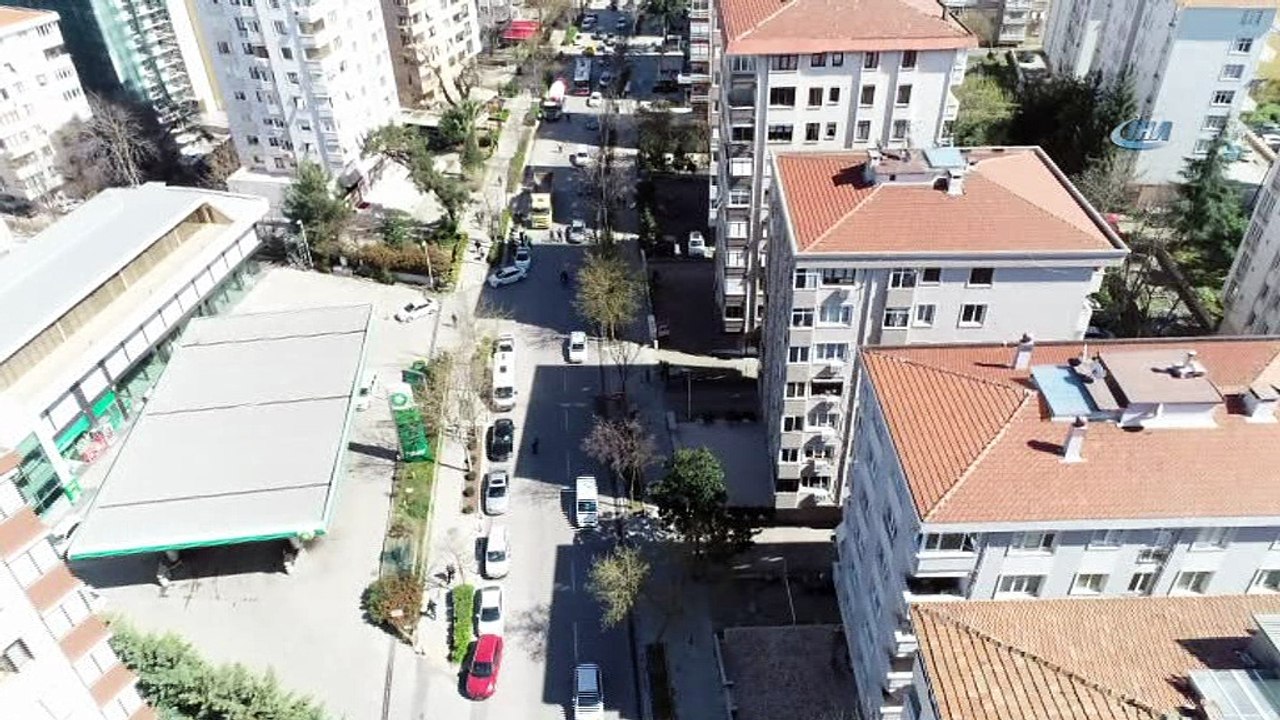 Hafriyat kamyonlarına yönelik sıkı denetim havadan görüntülendi