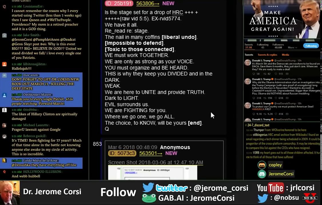 Dr. Jerome Corsi - QANON - March 6, 2018 Decoding Post 846-856