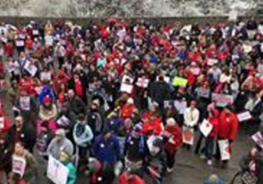 Educators Rally in Snowy Frankfort to Protest Pension Reform
