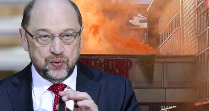 YPG'li Teröristler Almanya'da Schulz'un Partisi SPD'nin Binasını İşgal Etti