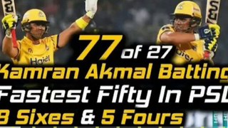 Kamran Akmal 17 balls Fifty vs Karachi Kings |Kamran Akmal Fastest Fifty in PSL | Kamran Akmal 77 off 27 balls against Karachi Kings | Peshawar Zalmi Vs Karachi Kings 2nd Eliminator Match Highlights