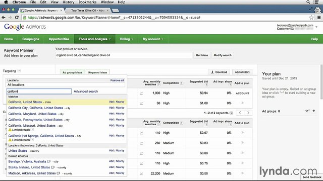 03.05 - KW Planner Tool | Lynda Adwords | 03. Researching Keywords