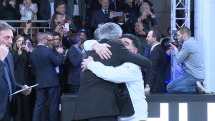 Mourinho and Maradona share a warm embrace
