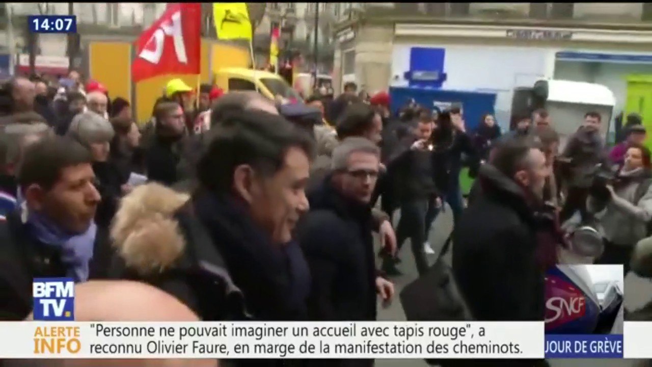 Olivier Faure hué pendant la manifestation des cheminots et des fonctionnaires