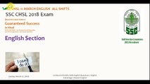 SSC CHSL EXAM 2018 |   ENGLISH |  ALL SHIFTS |  11 MARCH 2018