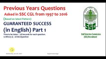 SSC CGL 2017 Previous Years' Questions Asked in SSC From 1997 to 2016 | in English with Solution