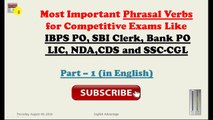 Most Important PHRASAL VERBS for IBPS PO 2016 and SSC CGL | Part-1| in English