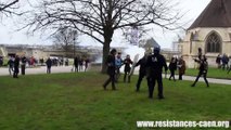 Intervention de la police dans le château de Caen, manif du 22 mars 2018