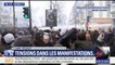 Tensions dans la manifestation à Paris, les forces de l'ordre utilisent des canons à eau