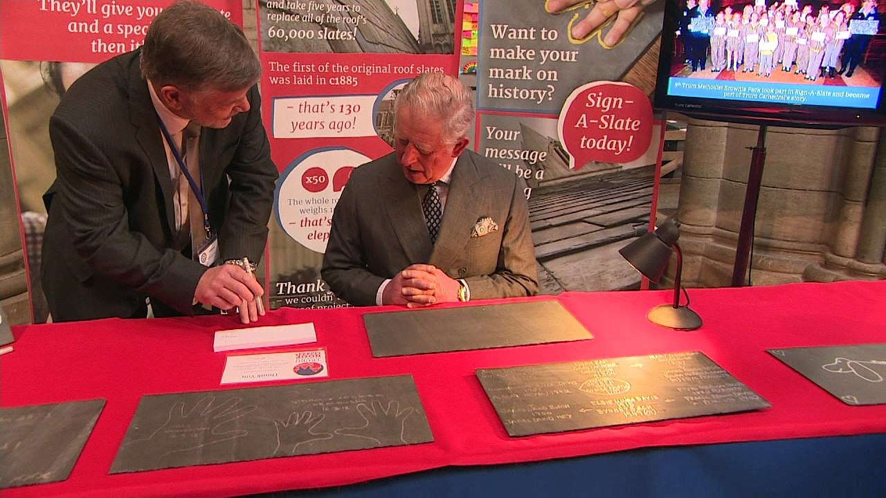 'Powerful stuff': Prince Charles jokes about cathedral chalk