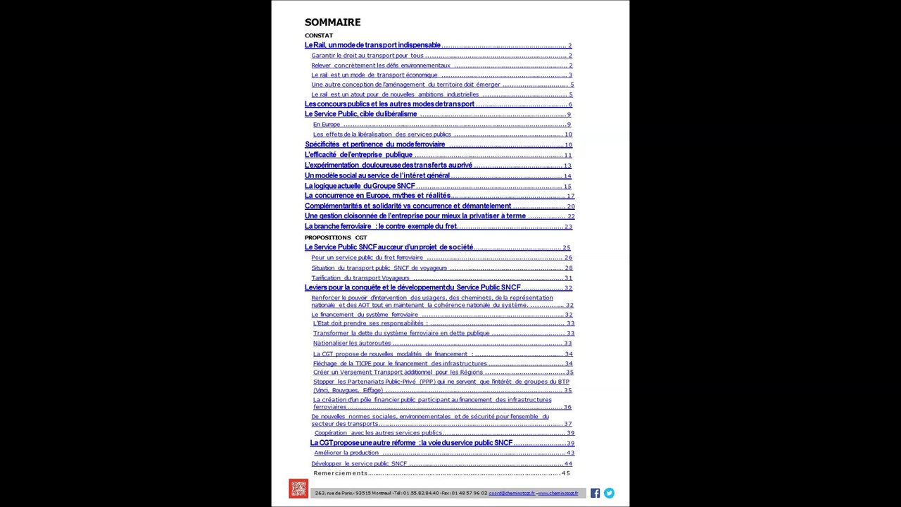 PROPOSITIONS FEDERATION CGT SNCF