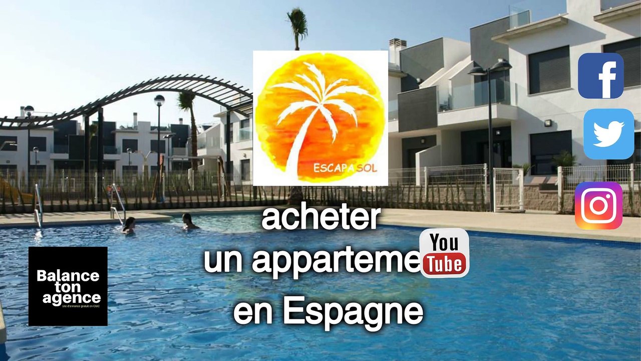 Appartement à vendre dans la résidence "Lamar" à  Pilar de la Horadada  en Espagne, avec de 2 à 3 chambres, piscine, terrasse, jardin et parking pour vivre ou passer vos vacances dans une belle région au bord de la mer sur la Costa Blanca d'Espagne.