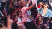 Praise the lord! An elated Selena Gomez is pictured among the crowd at Hillsong Church conference in Sydney.