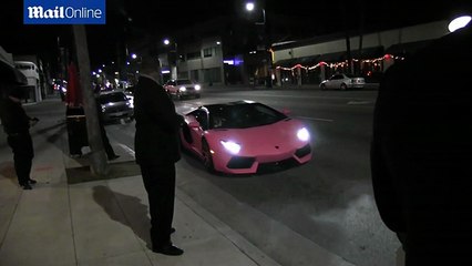Nicki Minaj arrives at her 31st birthday in a pink Lamborghi