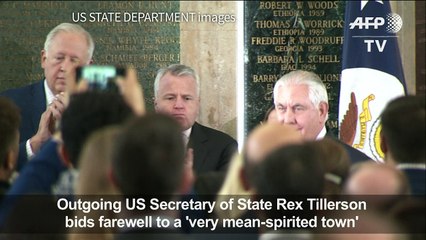 Tillerson says farewell to Washington, a 'mean-spirited town'