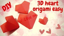 Origami Easy. How to make 3D Heart with paper  Valentine's Day Craft 