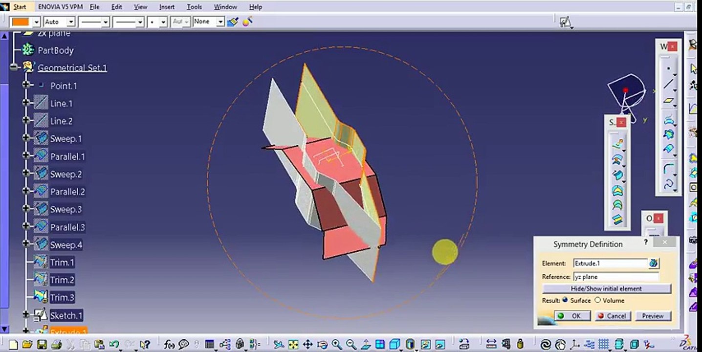 Body In White (BIW) Part Design In Catia V5_ Generative Shape Design_SWEEP IN CATIA v5