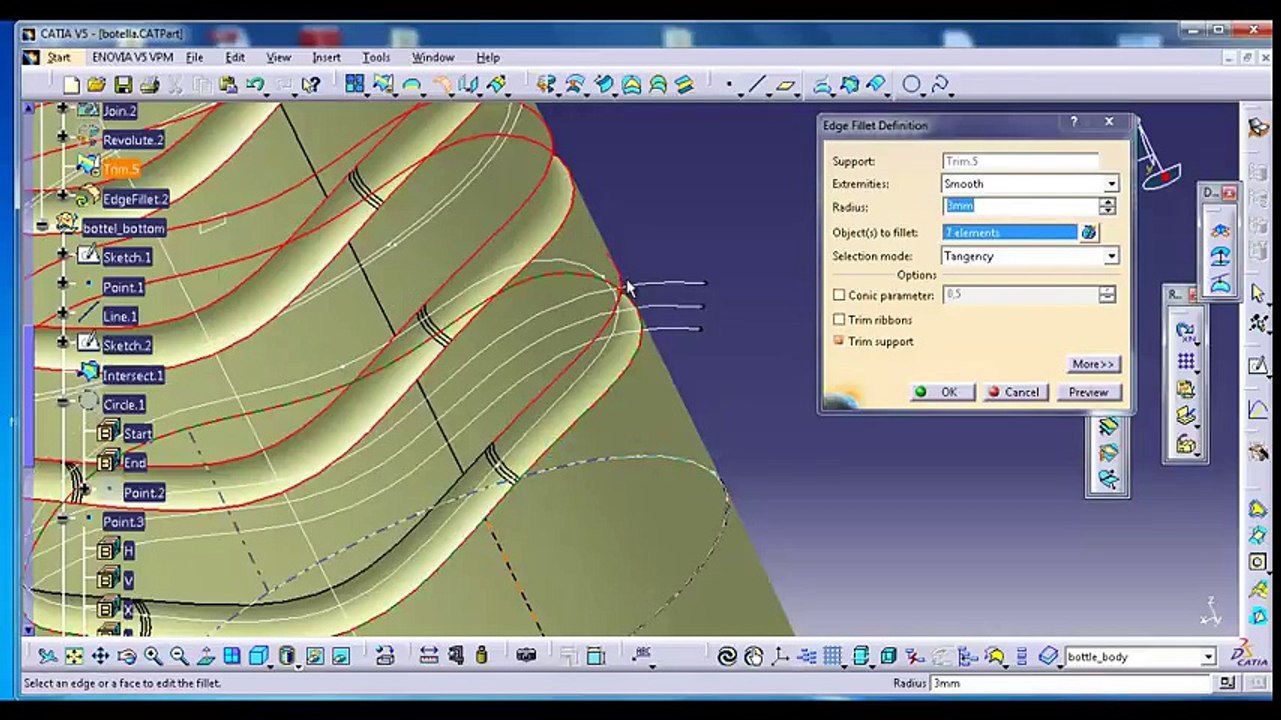 catia surface modeling water bottle 2/2