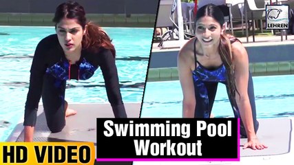 Rhea Chakraborty And Tanisha Mukherjee Speedo And Aquaphysical Workout