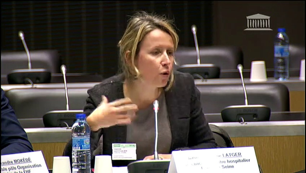 Gestion des événements climatiques majeurs : Mme Catherine Latger, dir. du Centre hospitalier Rives de Seine et de M. Alexandre Mokédé, resp. du pôle Organisation sanitaire de la FHF - Mardi 20 mars 2018