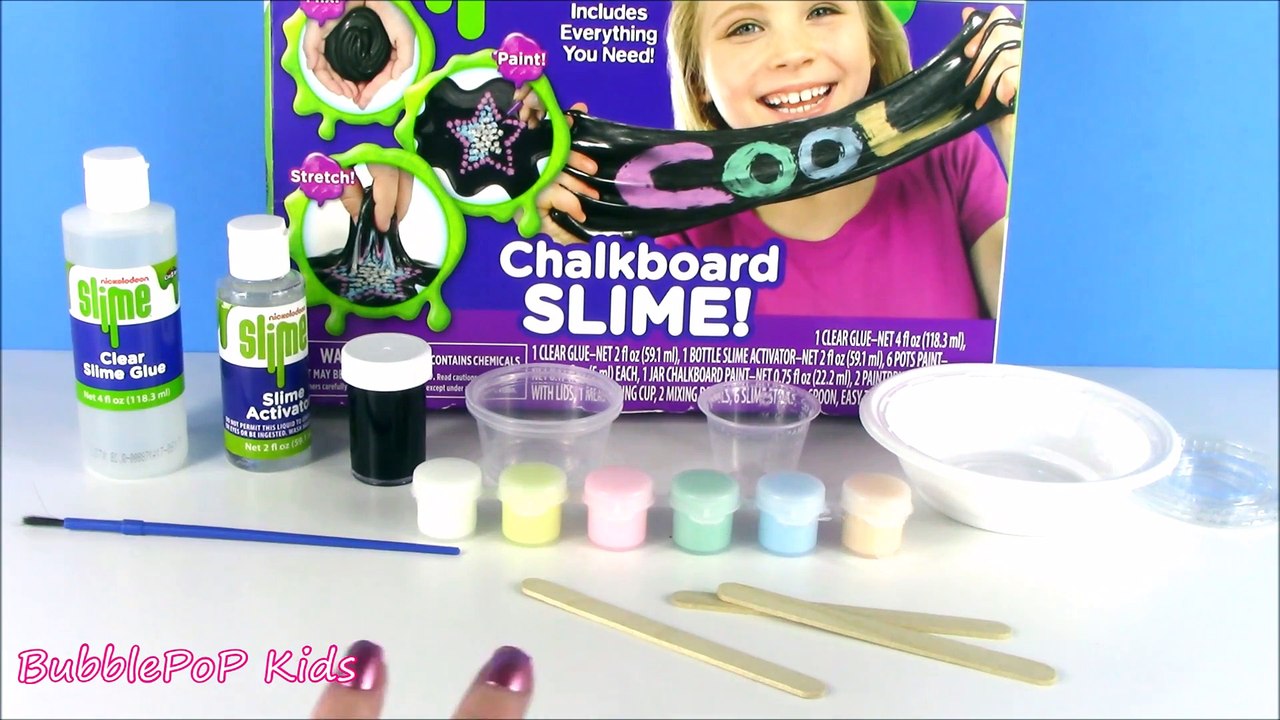 DIY Chalkboard SLIME Kit! Make & Paint SLIME! 6 CHALK Colors! Stretchy Nickelodeon Slime! FUN