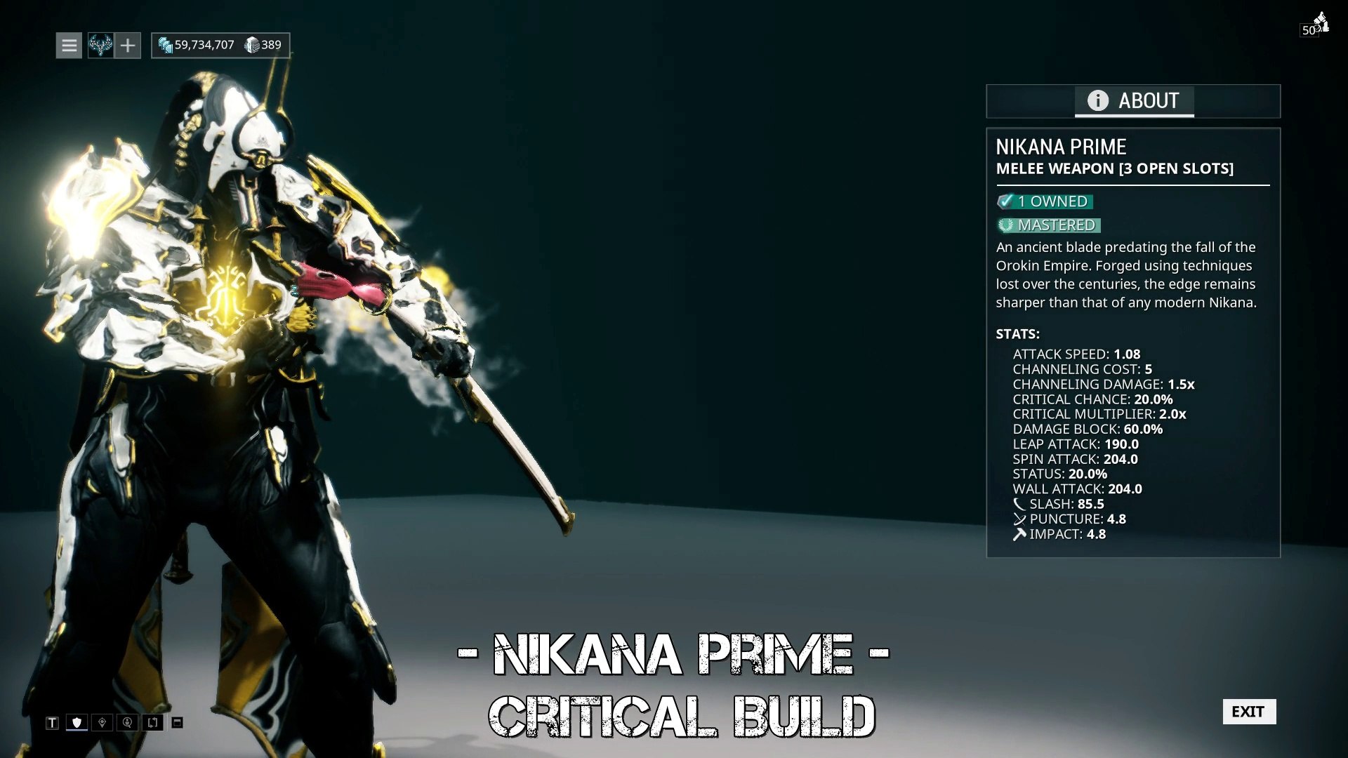 Warframe - Nikana Prime - Critical Build with 1 forma (Weapons of The Ninja  Ep 6) - video Dailymotion