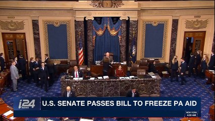 i24NEWS DESK | U.S. senate passes bill to freeze PA aid | Friday, March 23rd 2018