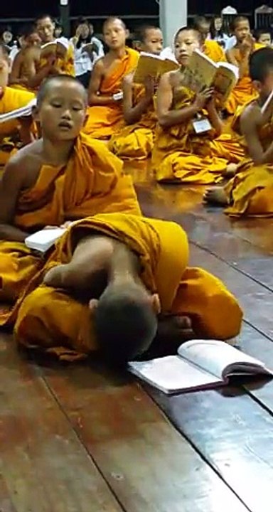 Chines monk student sleeping