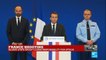 French President Emmanuel Macron speaks after the Trèbes attack